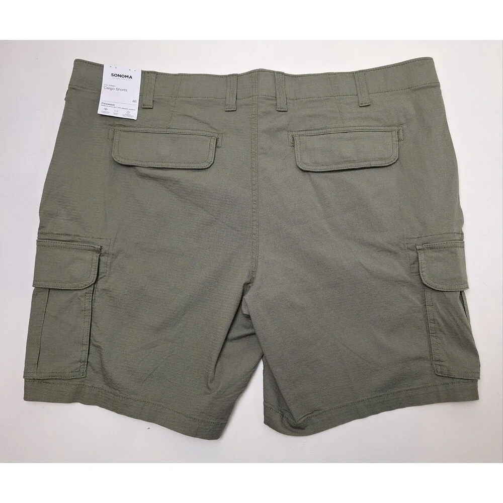 Sonoma Men's Cargo Shorts Flexwear Dusty Olive 6 Pockets Sz 46